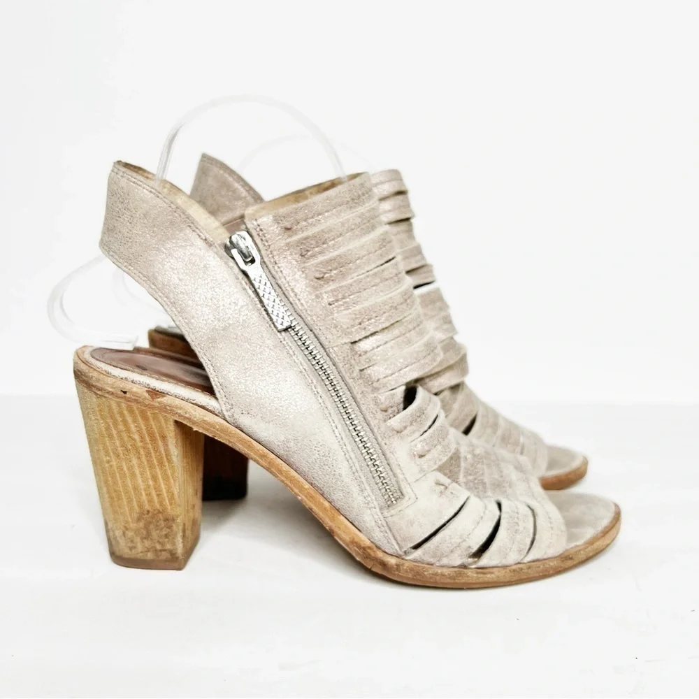 Donald Pliner Kasia Metallic Open Toe Cutout Heel Booties Size 8.5 Women’s